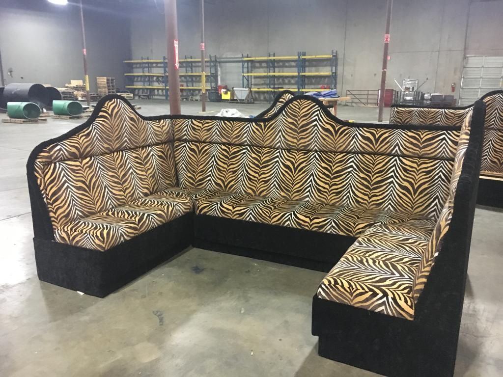 VIP nightclub couch tiger skin pattern
