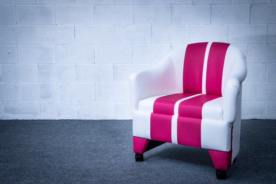 The racing stripes barrel chair  popular solution in nightclub furniture and in bars. 