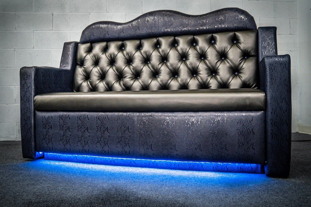 Blue crocodile nightclub couch