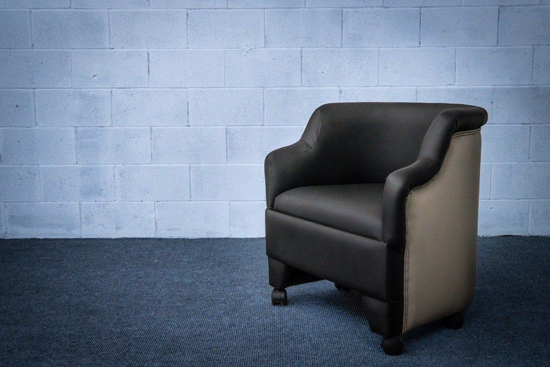 Black vinyl parlor chair