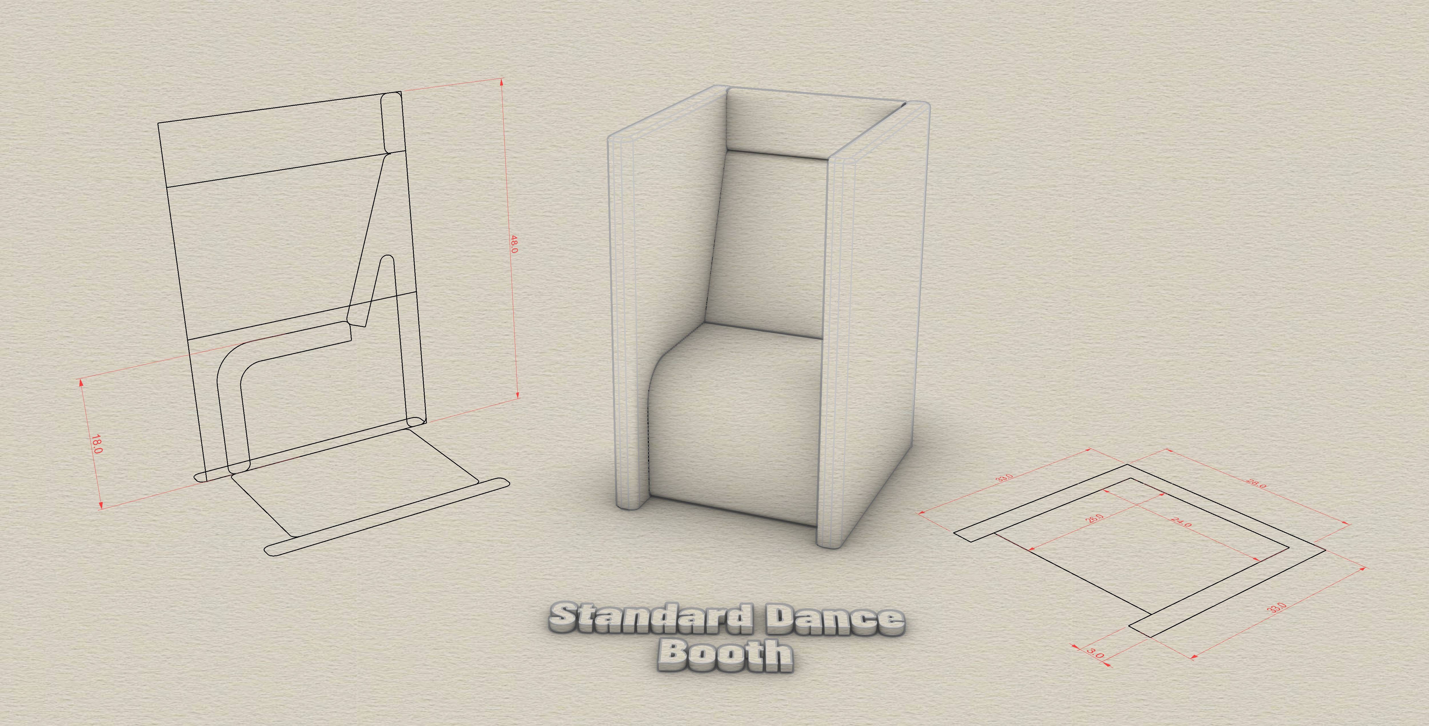 Standard Dance Booth 3d model with measures