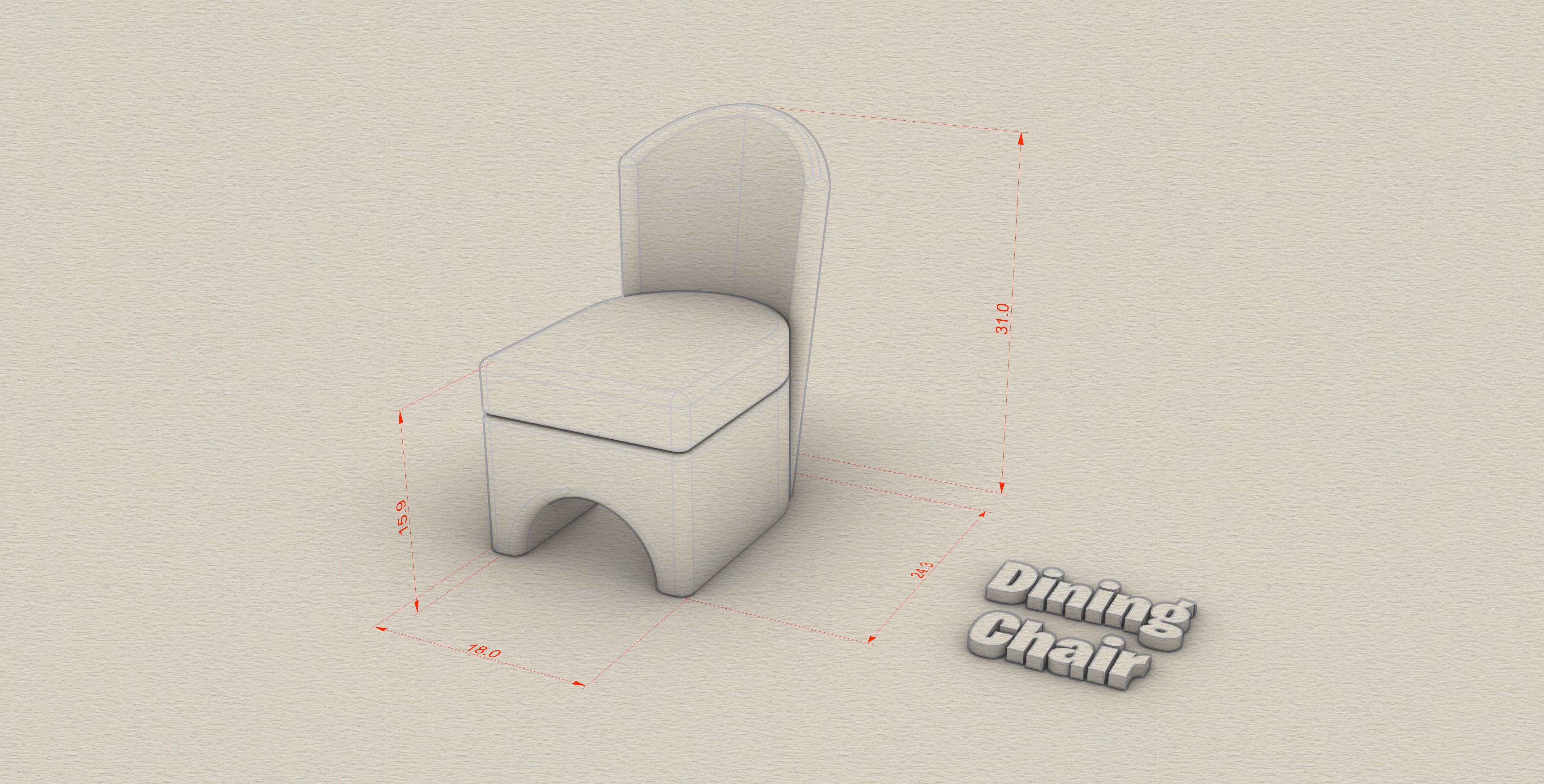 dining chair 3d model with measures