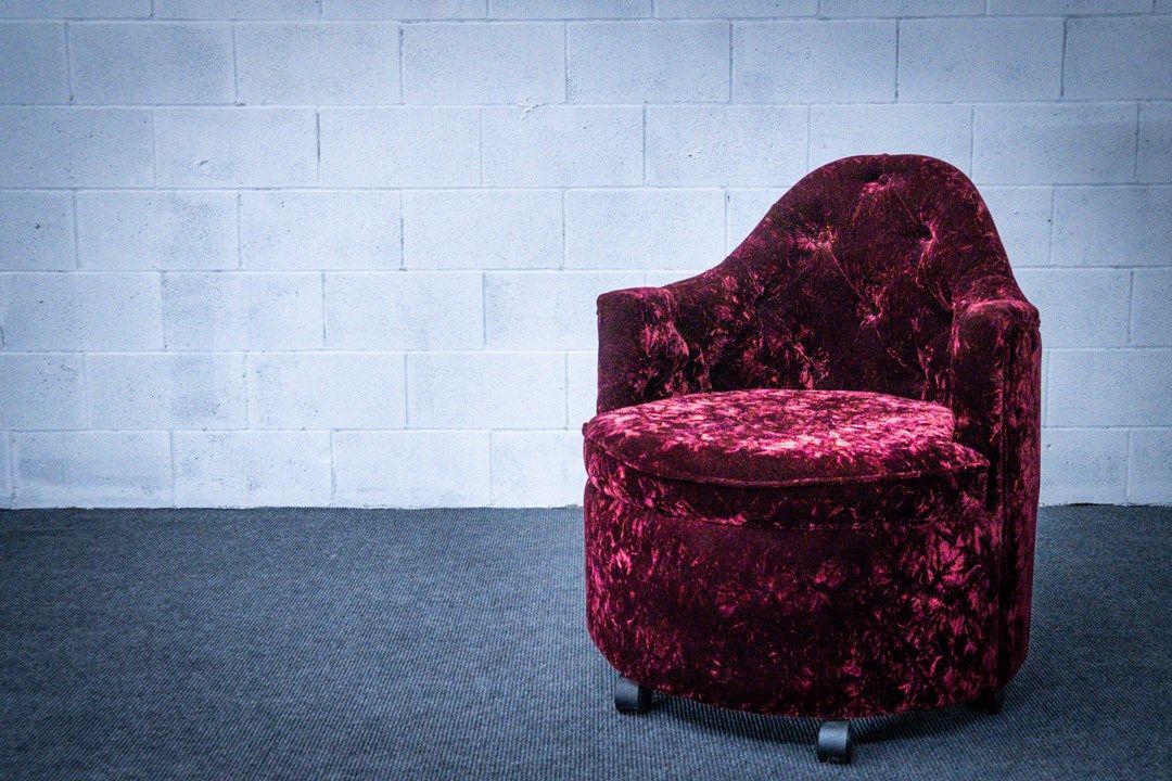 round chair gallery in red velvet
