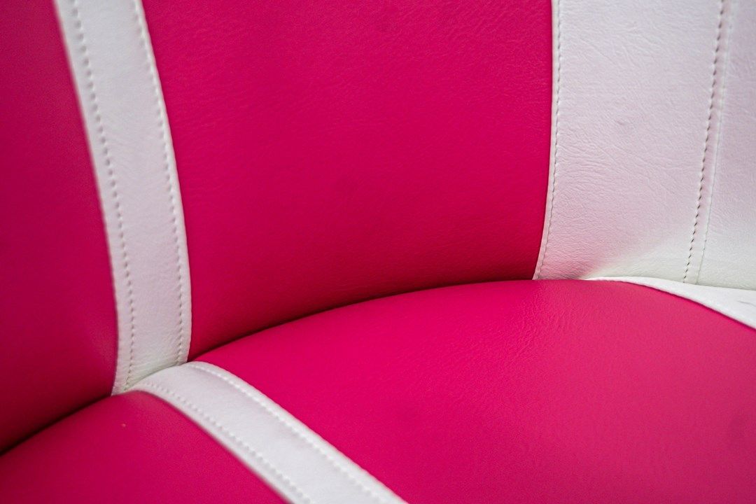 racing stripes barrel chair white with pink racing stripes detail